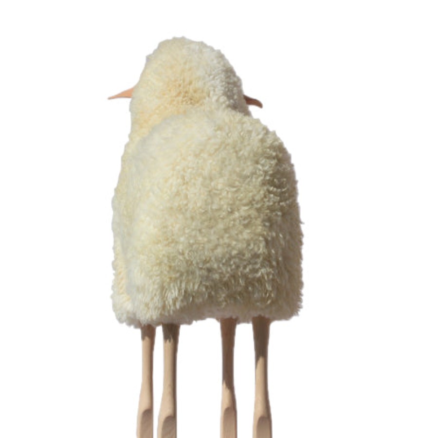 Home Meier | Life Sized Sheep Stool In Fur And Beech Wood White