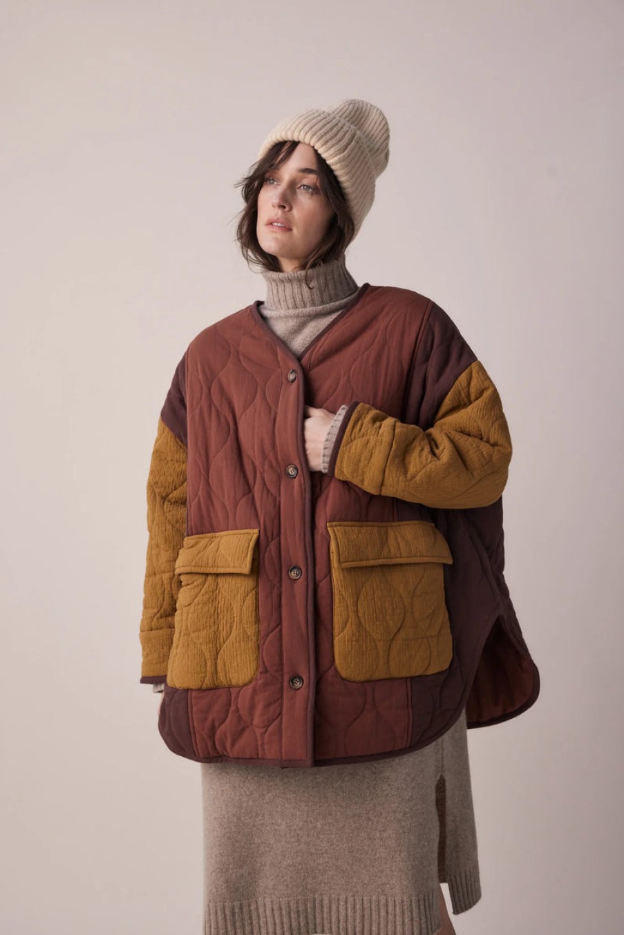 Fashion Amente Outerwear | Patch Quilted Jacket, From Amente Multi