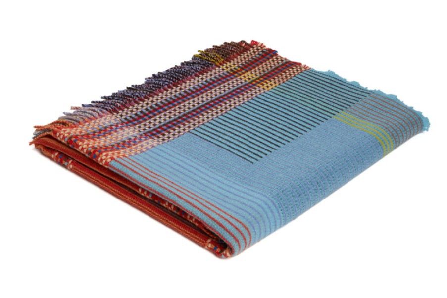 Home Wallace Sewell | Beatrix Pinstripe Large Throw In Orange & Blue, From Wallace Sewell Assorted