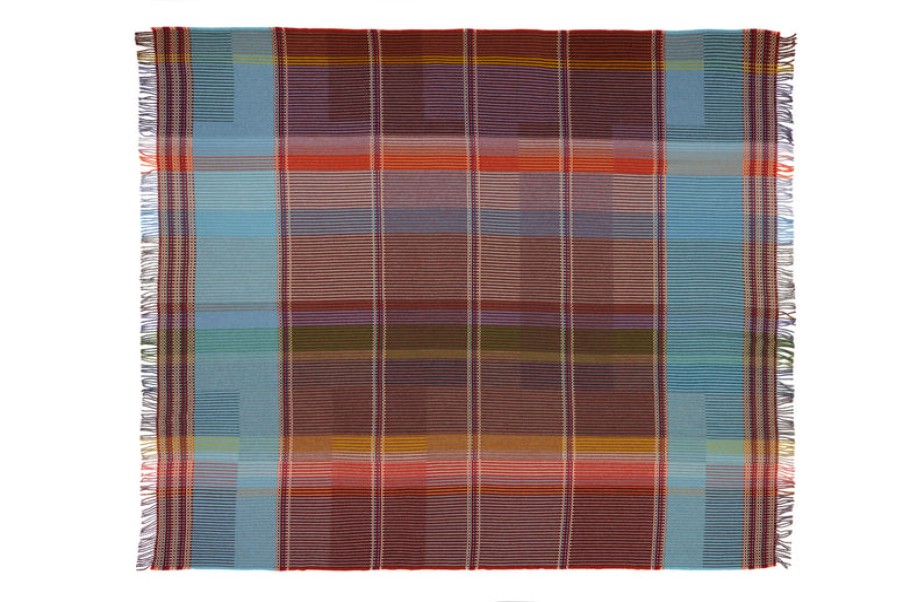 Home Wallace Sewell | Beatrix Pinstripe Large Throw In Orange & Blue, From Wallace Sewell Assorted