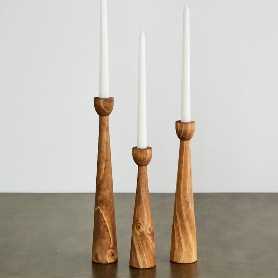 Home Kanju | Tapered Pine Candle Holders, From Kanju Interiors