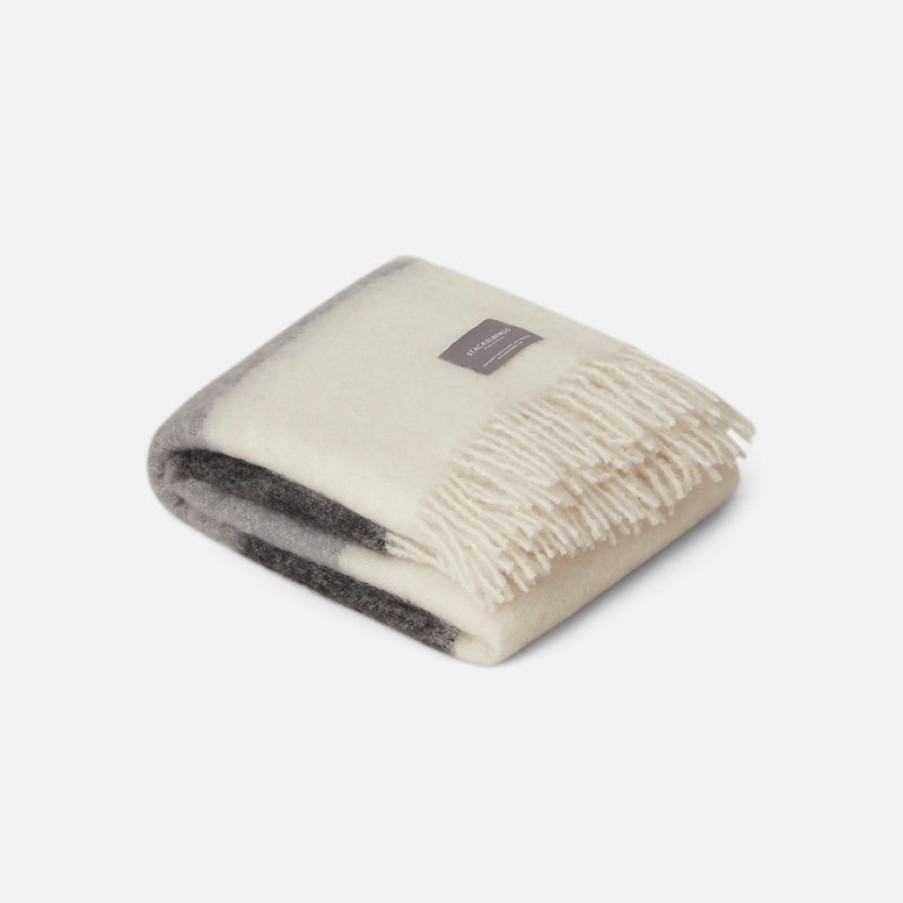 Home Stackelbergs | Mohair Blanket Black, Skiffer & White Stripe, From Stackelbergs Blk/S/Wh