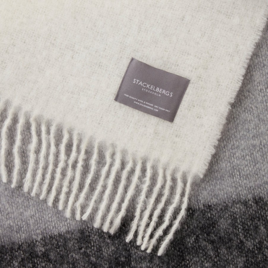 Home Stackelbergs | Mohair Blanket Black, Skiffer & White Stripe, From Stackelbergs Blk/S/Wh