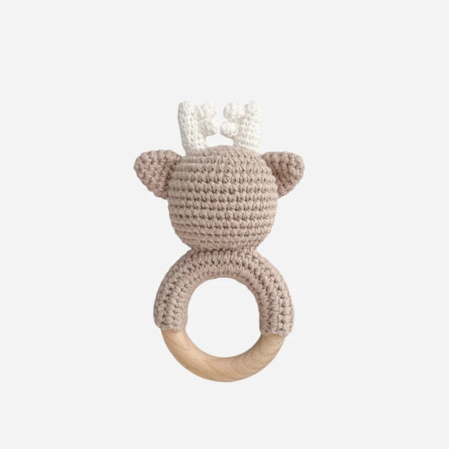 Kids The Blueberry Hill | Deer Crochet Rattle Teether, From The Blueberry Hill Brown