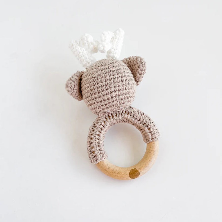 Kids The Blueberry Hill | Deer Crochet Rattle Teether, From The Blueberry Hill Brown