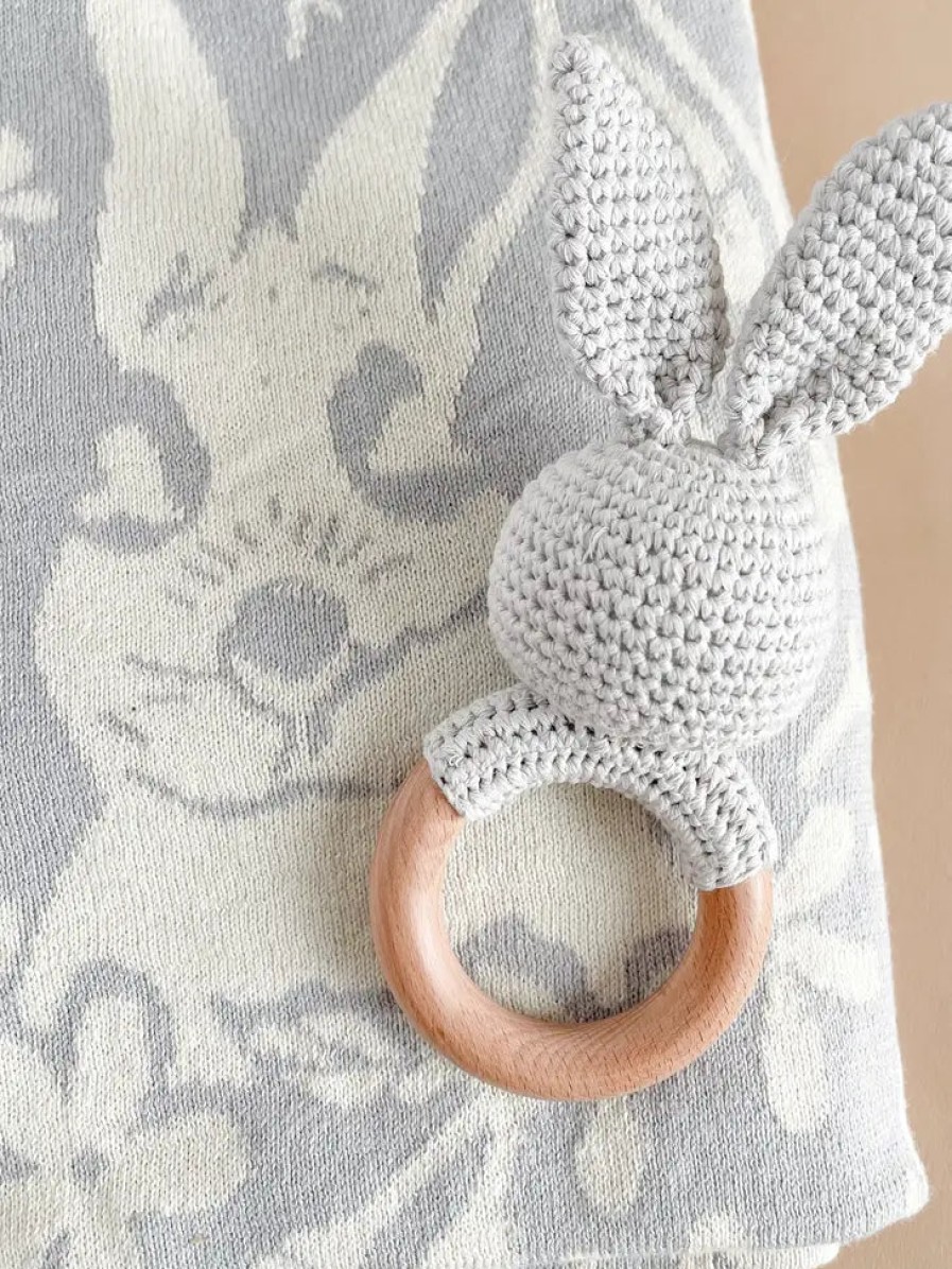 Kids The Blueberry Hill | Bunny Blanket And Teether Gift Set, From The Blueberry Hill Wht/Grey