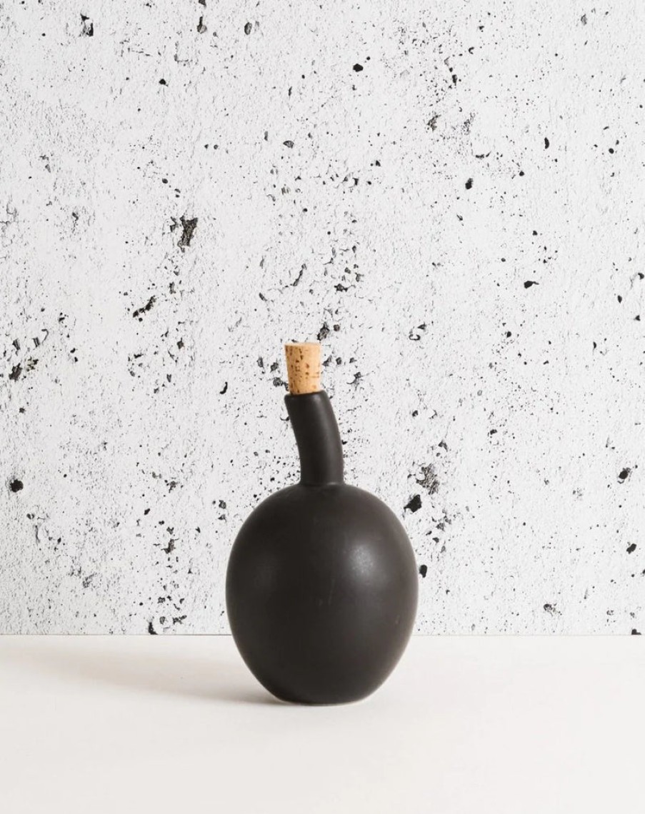 Kitchen Gharyan | Stoneware Olive Oil Bottle, From Gharyan Black