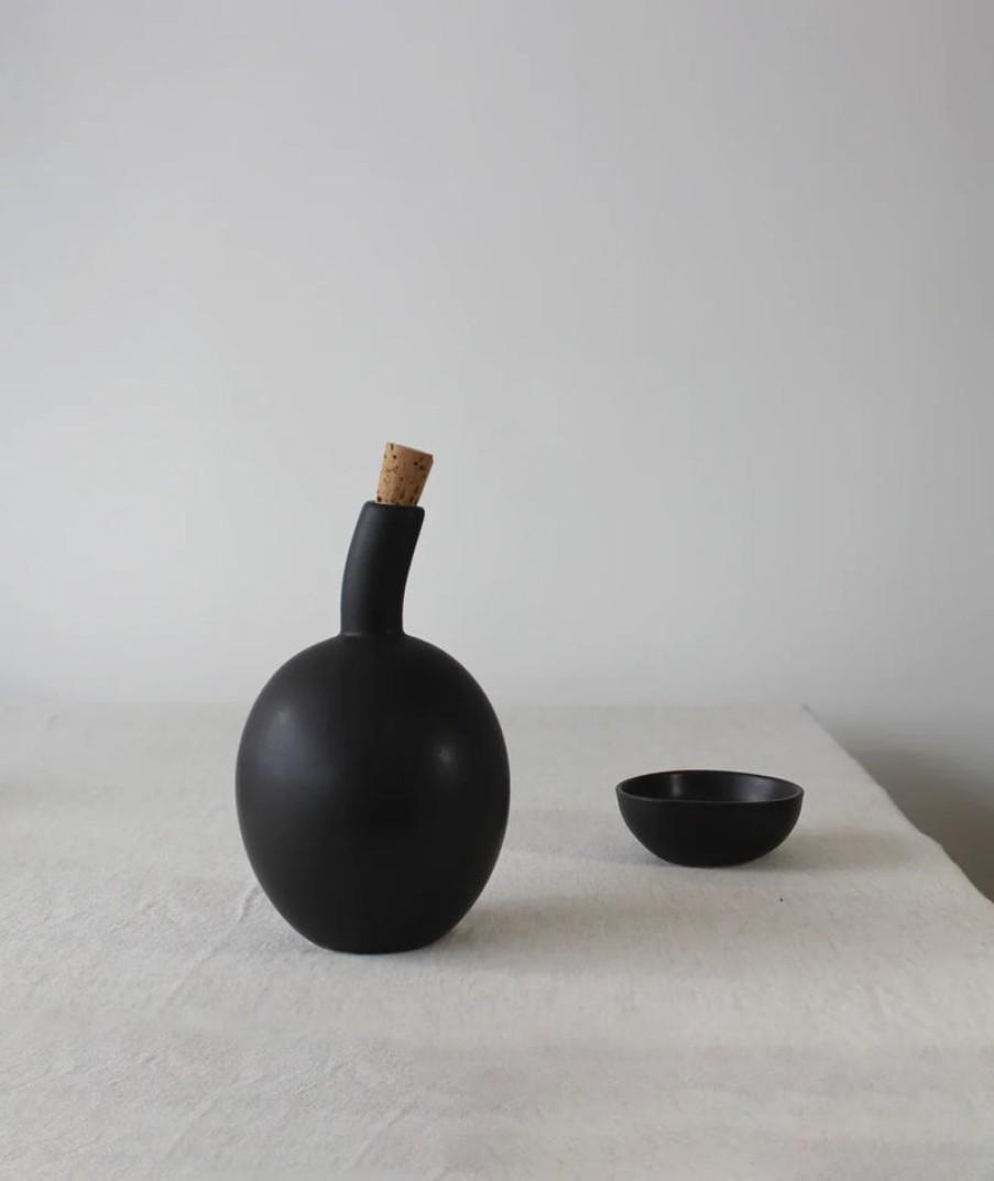 Kitchen Gharyan | Stoneware Olive Oil Bottle, From Gharyan Black