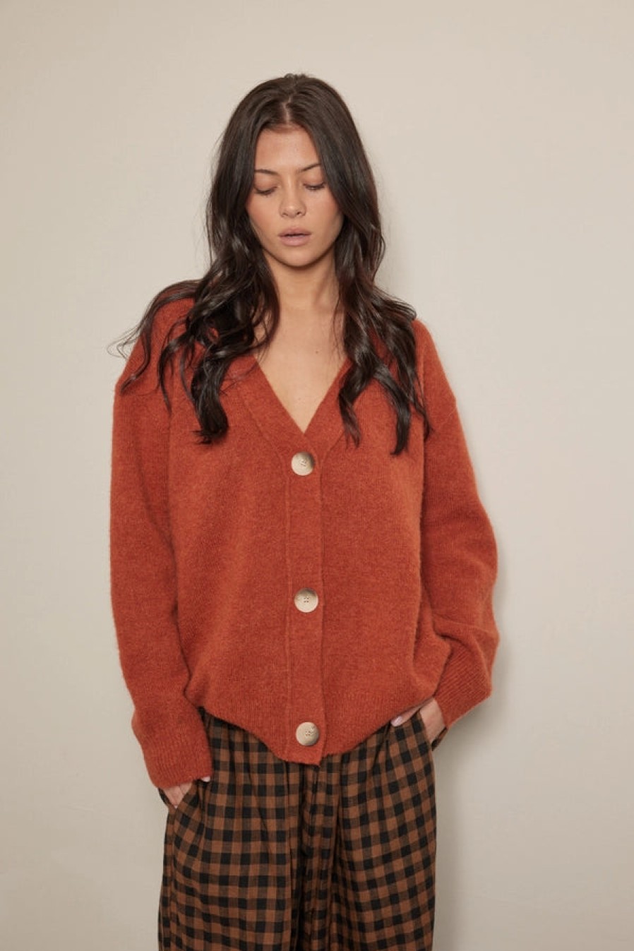 Fashion Amente Knitwear | Alpaca Blend Button Down Cardigan, From Amente Berry