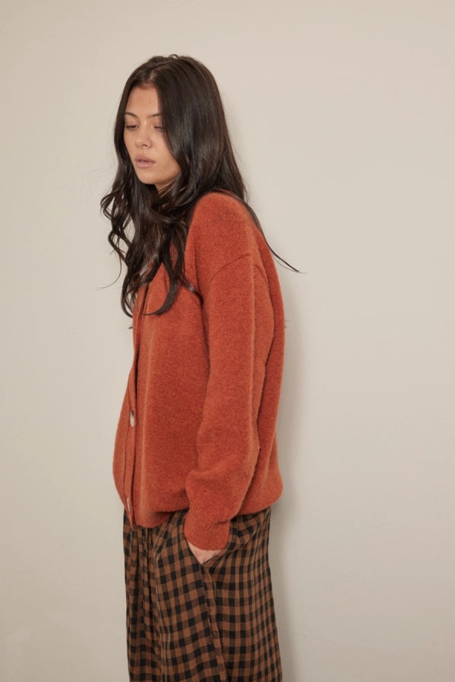 Fashion Amente Knitwear | Alpaca Blend Button Down Cardigan, From Amente Berry