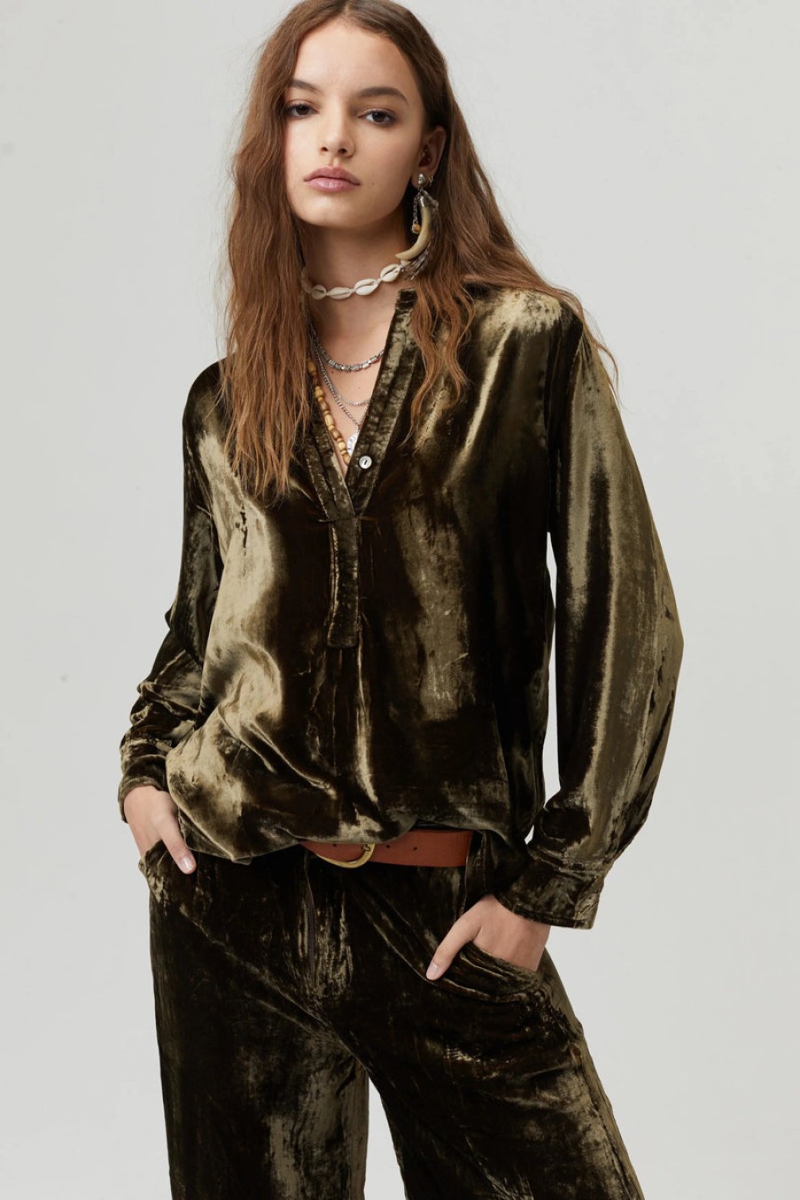 Fashion Lanhtropy Tops | Nikka Velvet Shirt, From Lanhtropy