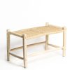 Home Gharyan | Pine Wood & Wicker Two Seat Stool, From Gharyan Natural