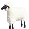 Home Meier | Life Sized Sheep In Fur And Black Wood White