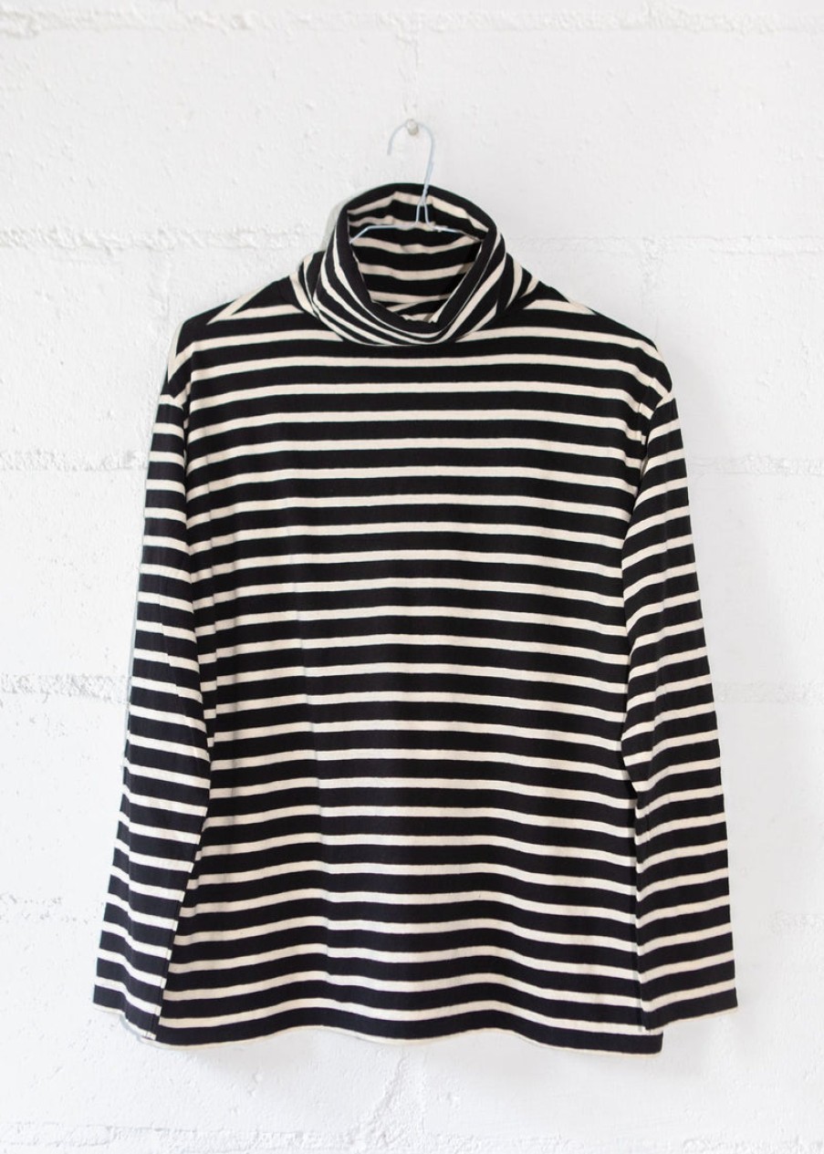 Fashion Ichi Antiquites Tops | Stripes Turtleneck, From Ichi Antiquites Blk/Nat