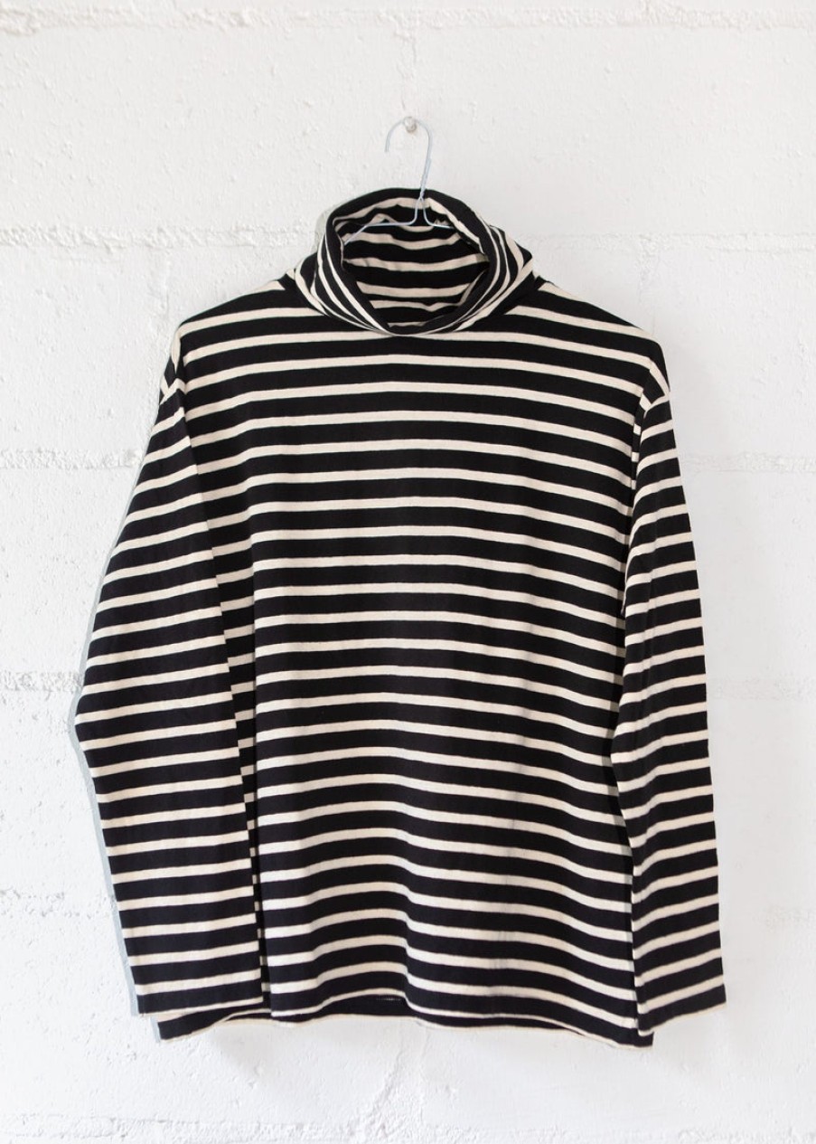 Fashion Ichi Antiquites Tops | Stripes Turtleneck, From Ichi Antiquites Blk/Nat