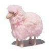 Home Meier | Small Sheep Stool With Fur And Beech Wood Pink