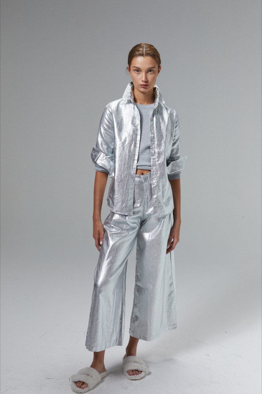 Fashion Lanhtropy Bottoms | Metallic Culotte Pant, From Lanhtropy