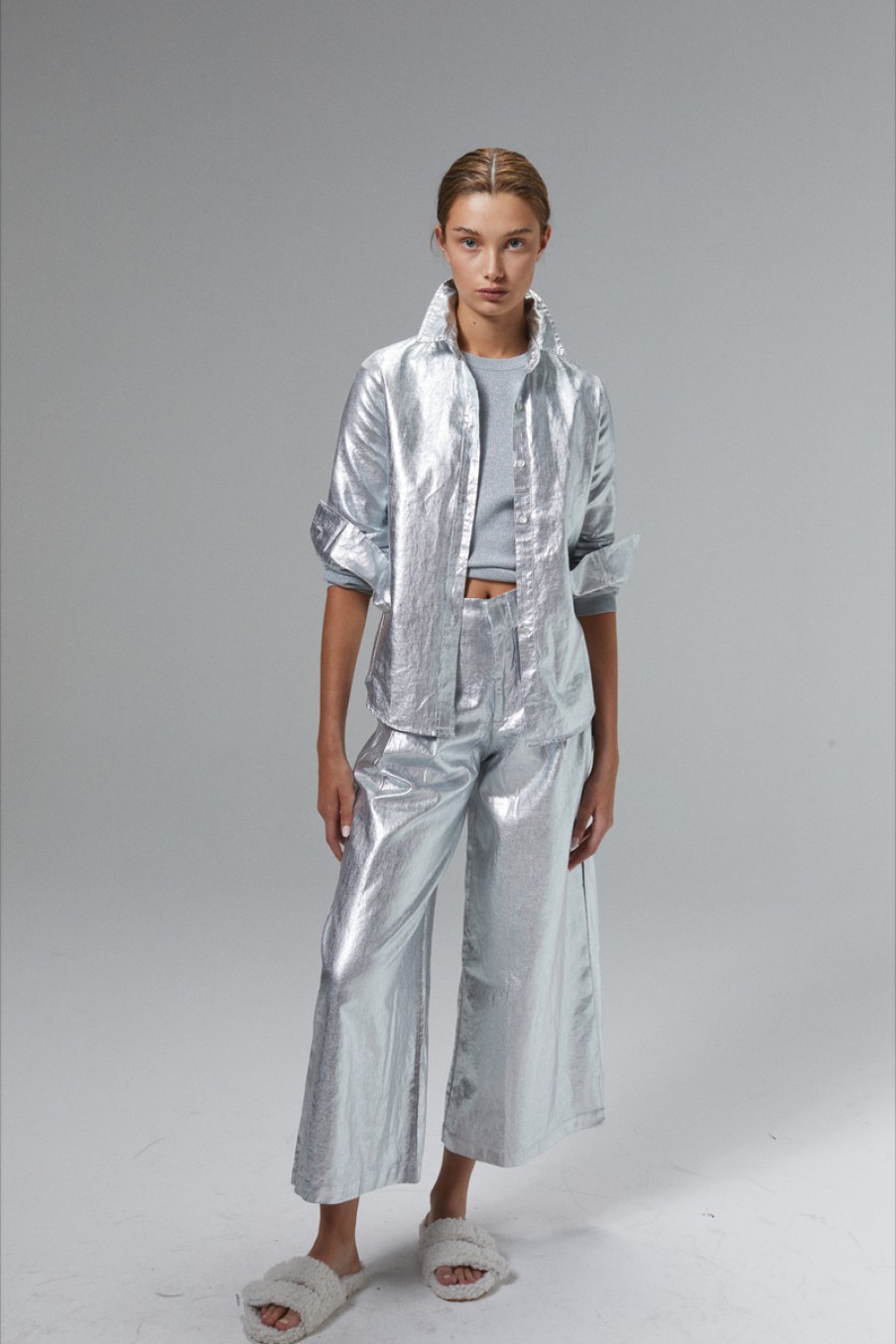 Fashion Lanhtropy Bottoms | Metallic Culotte Pant, From Lanhtropy