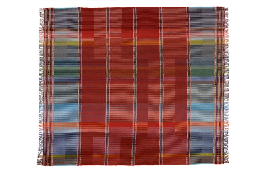 Home Wallace Sewell | Beatrix Pinstripe Small Throw In Orange & Blue, From Wallace Sewell Oran/Blu