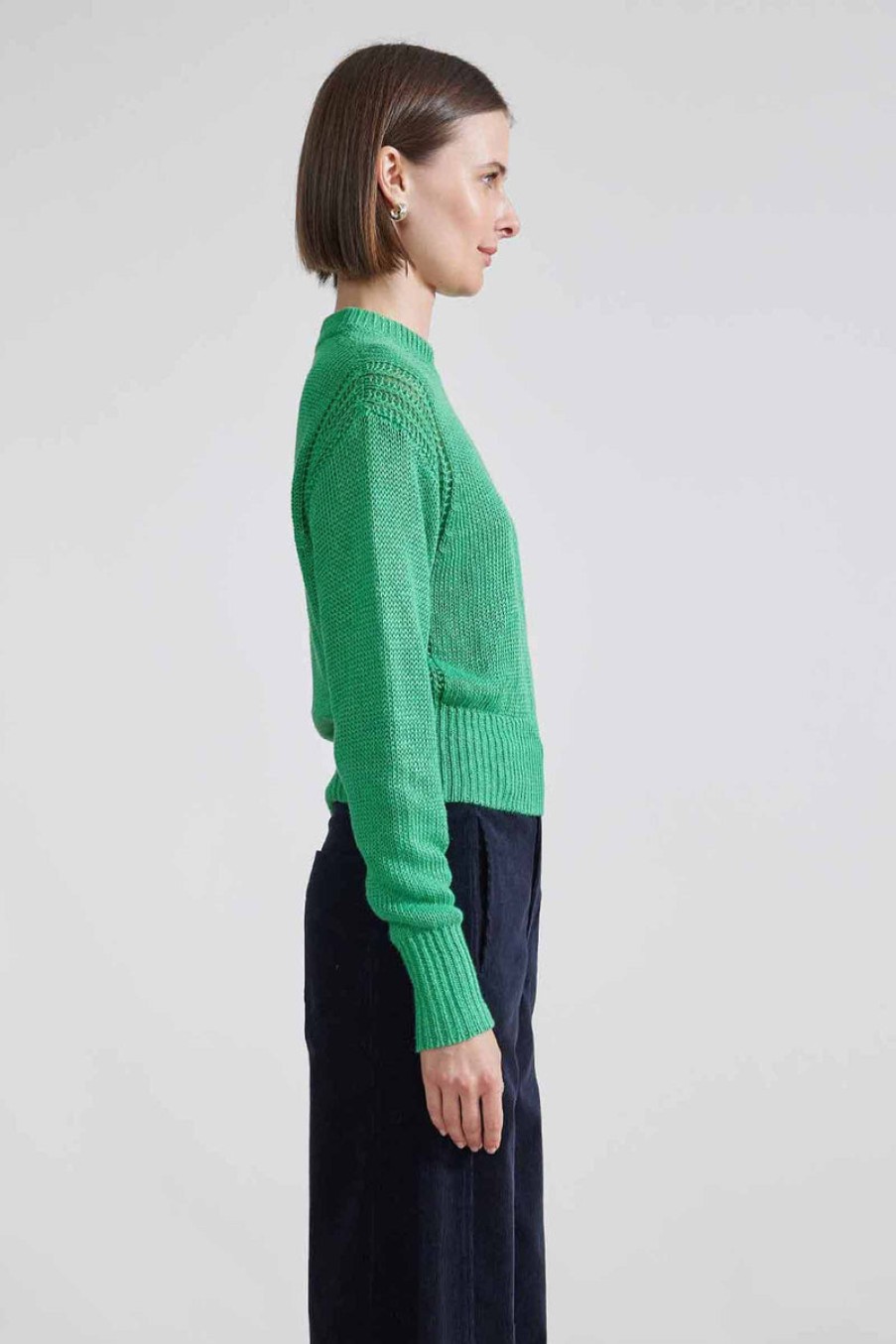 Fashion Apiece Apart Knitwear | Helmi Cropped Crew, From Apiece Apart Grass