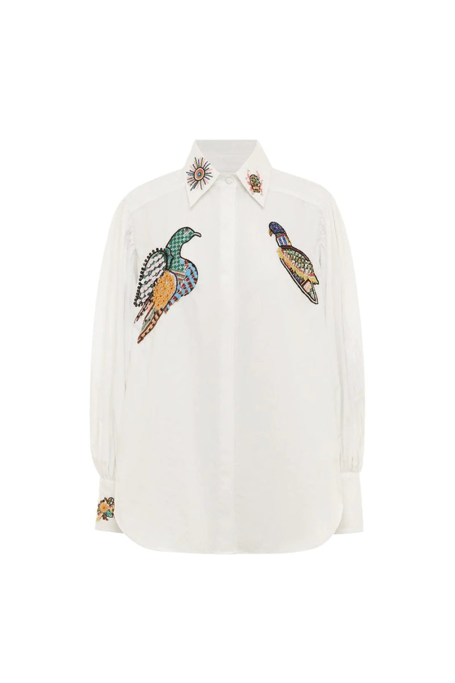 Fashion Alemais Tops | Rowena Beaded Shirt, From Alemais White